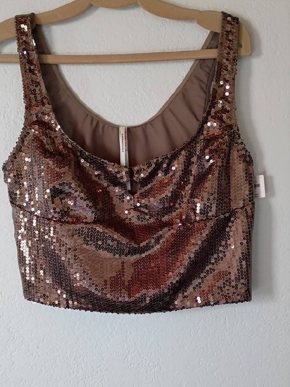 Anthropologie Women's Keyhole Sequin Crop Top Size L - Picture 6 of 13